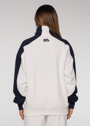 
                  
                    Load image into Gallery viewer, Iconic Retro ¼ Zip - White-Navy
                  
                