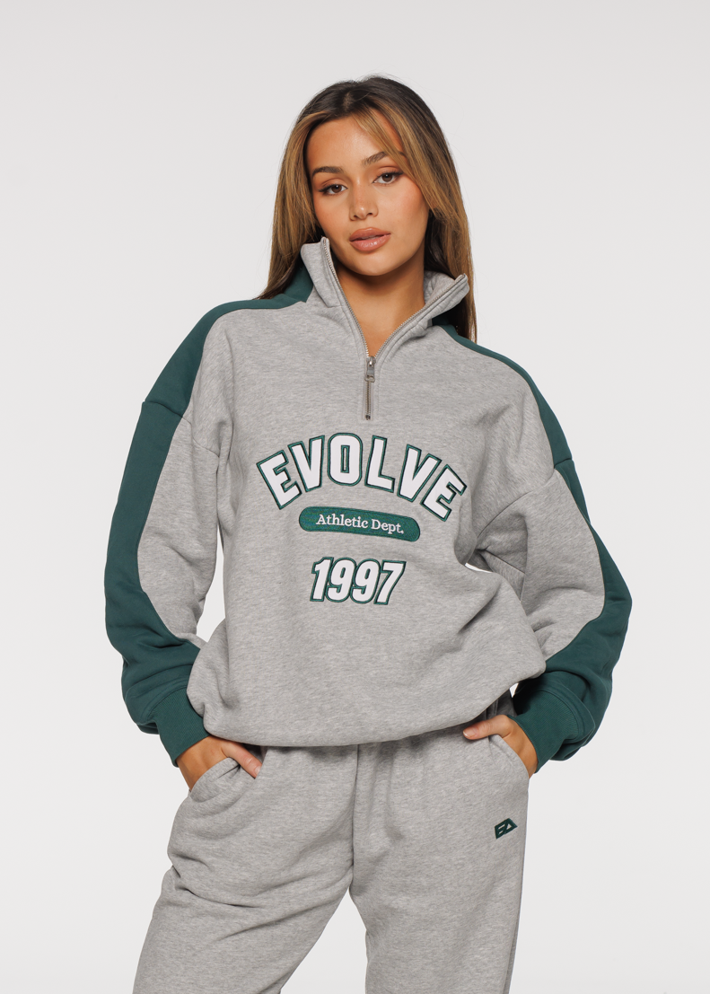 Iconic Retro ¼ Zip - Grey-Green – Evolve Apparel
