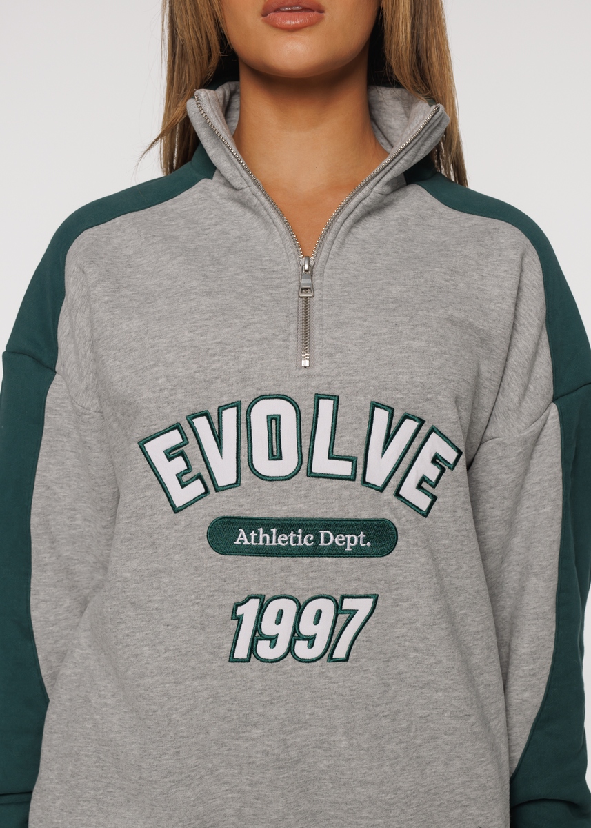 Iconic Retro ¼ Zip - Grey-Green – Evolve Apparel
