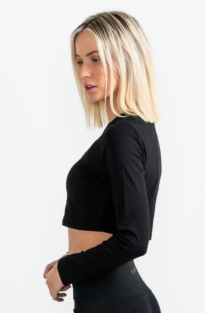 
                  
                    Load image into Gallery viewer, Icon Long Sleeve Crop - Black
                  
                
