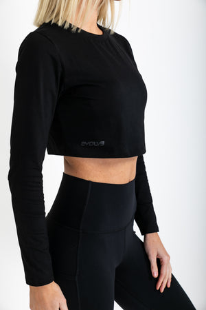 
                  
                    Load image into Gallery viewer, Icon Long Sleeve Crop - Black
                  
                