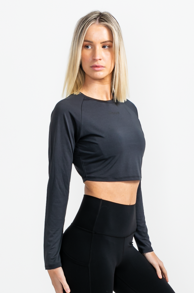 
                  
                    Load image into Gallery viewer, Performance Long Sleeve Crop - Black
                  
                