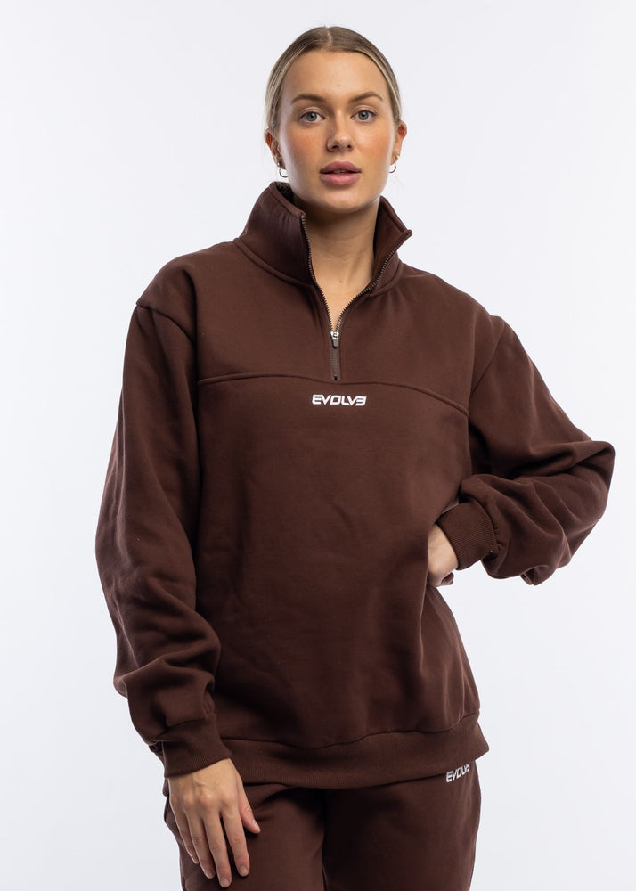 
                  
                    Load image into Gallery viewer, Oversized 1/4 Zip - Chocolate
                  
                