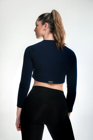 
                  
                    Load image into Gallery viewer, Long Sleeve Crop - Navy Blue
                  
                