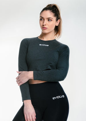
                  
                    Load image into Gallery viewer, Long Sleeve Crop - Charcoal
                  
                