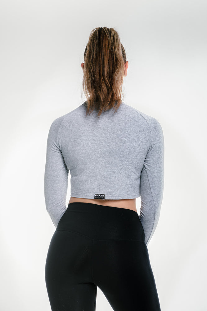 
                  
                    Load image into Gallery viewer, Long Sleeve Crop - Grey
                  
                